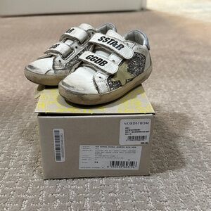 Golden Goose Kids White and Silver Sneakers